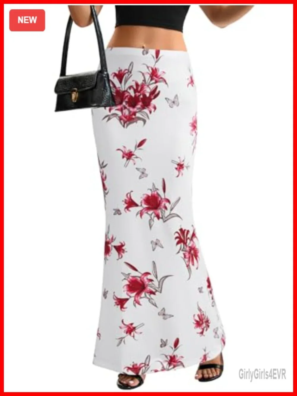 High Waist Flare Bodycon Maxi Skirt 95% Polyester 5% Spandex